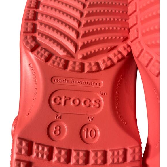 Crocs NWOT Classic Clogs Neon Watermelon Pink Eva Sole Size M8 W10 Flat Heel - Picture 5 of 6